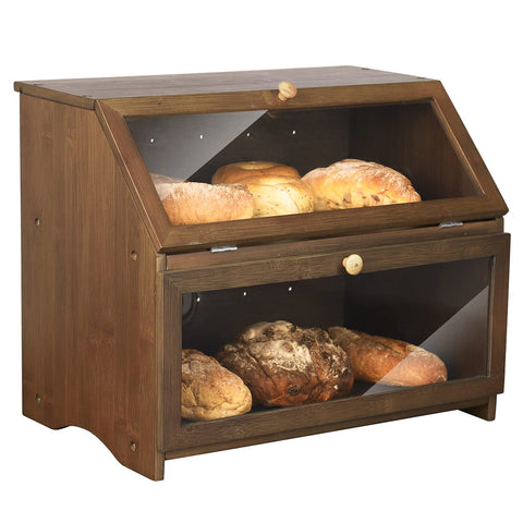 HOMEKOKO double-layer bread box front view for organized bread storage.