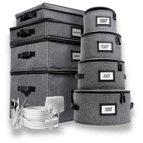 HOMELUX THEORY 8-piece china storage box protects dinnerware during storage.