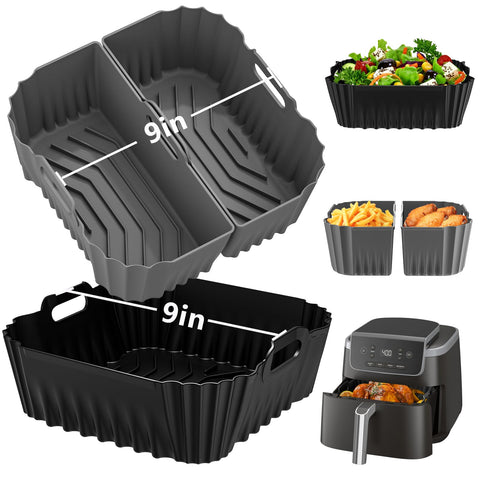 HOMELYLIFE 9-inch square silicone liner for Ninja AF141 with 2-in-1 design for versatile cooking