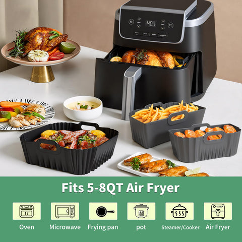 HOMELYLIFE 9-inch square silicone liner for Ninja AF142 enabling dual-zone cooking