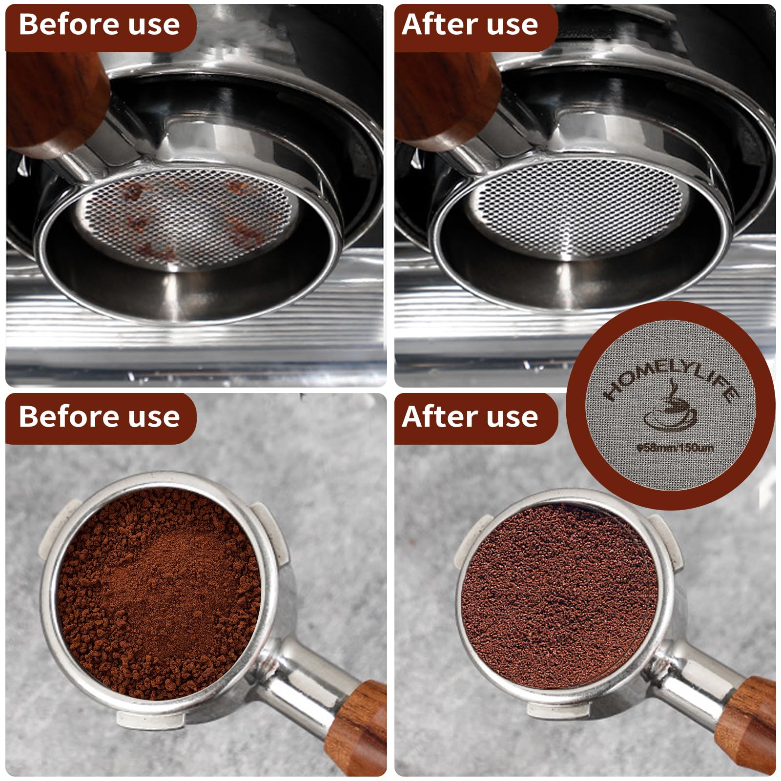 HOMELYLIFE espresso bed shown after distribution for smoother, even flow