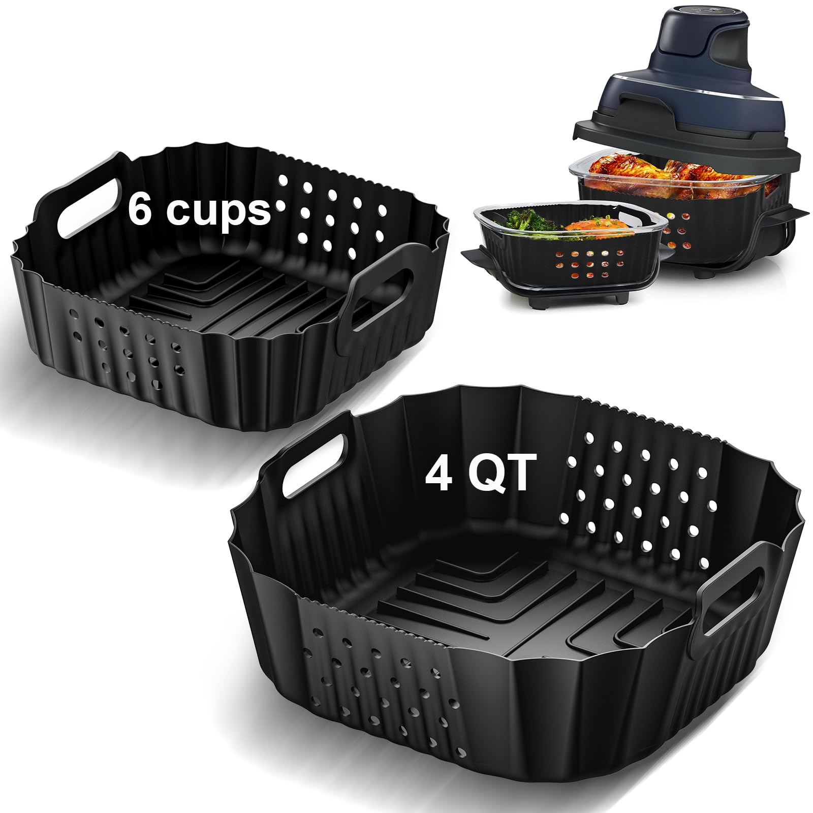 HOMELYLIFE Ninja Crispi large liner fits 4qt glass containers for even cooking