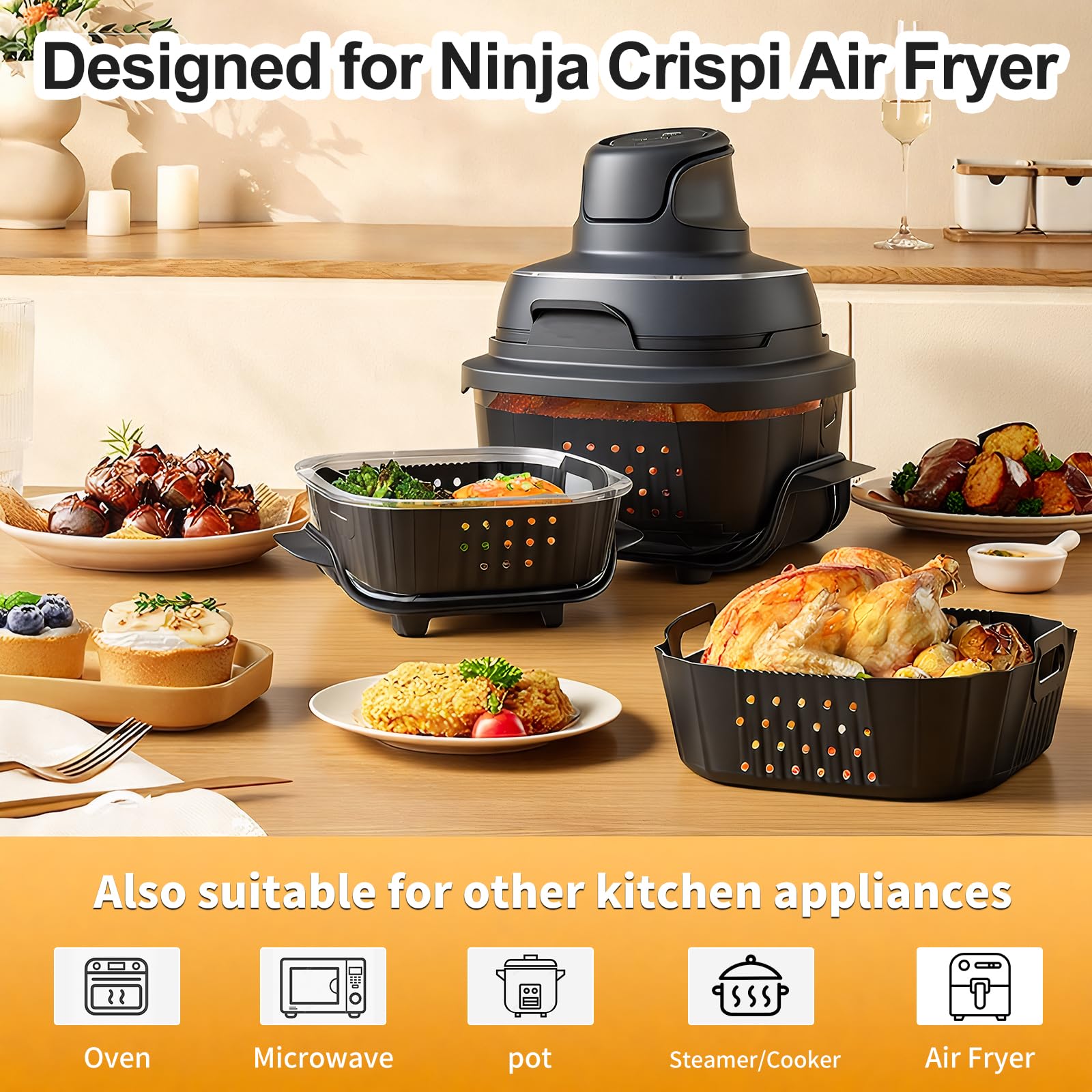 HOMELYLIFE Ninja Crispi small liner for 6-cup glass containers for easy cleanup