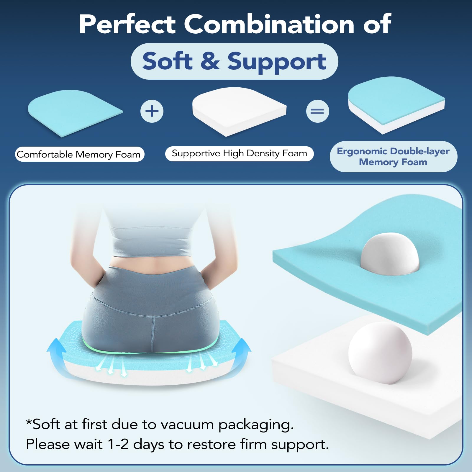 HOMELYSIAN memory foam top layer contours to the body