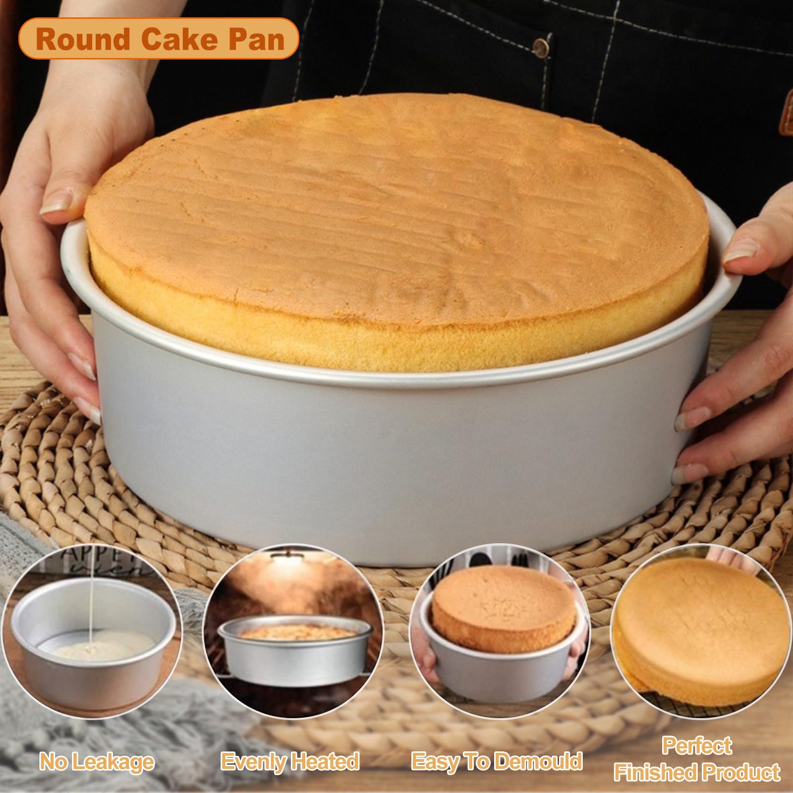 HomeMall round 10-inch deep pan viewed from the side, non-stick coating aids easy release.