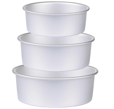 HomeMall round 6-inch deep pan viewed from the side, durable aluminum bakeware.