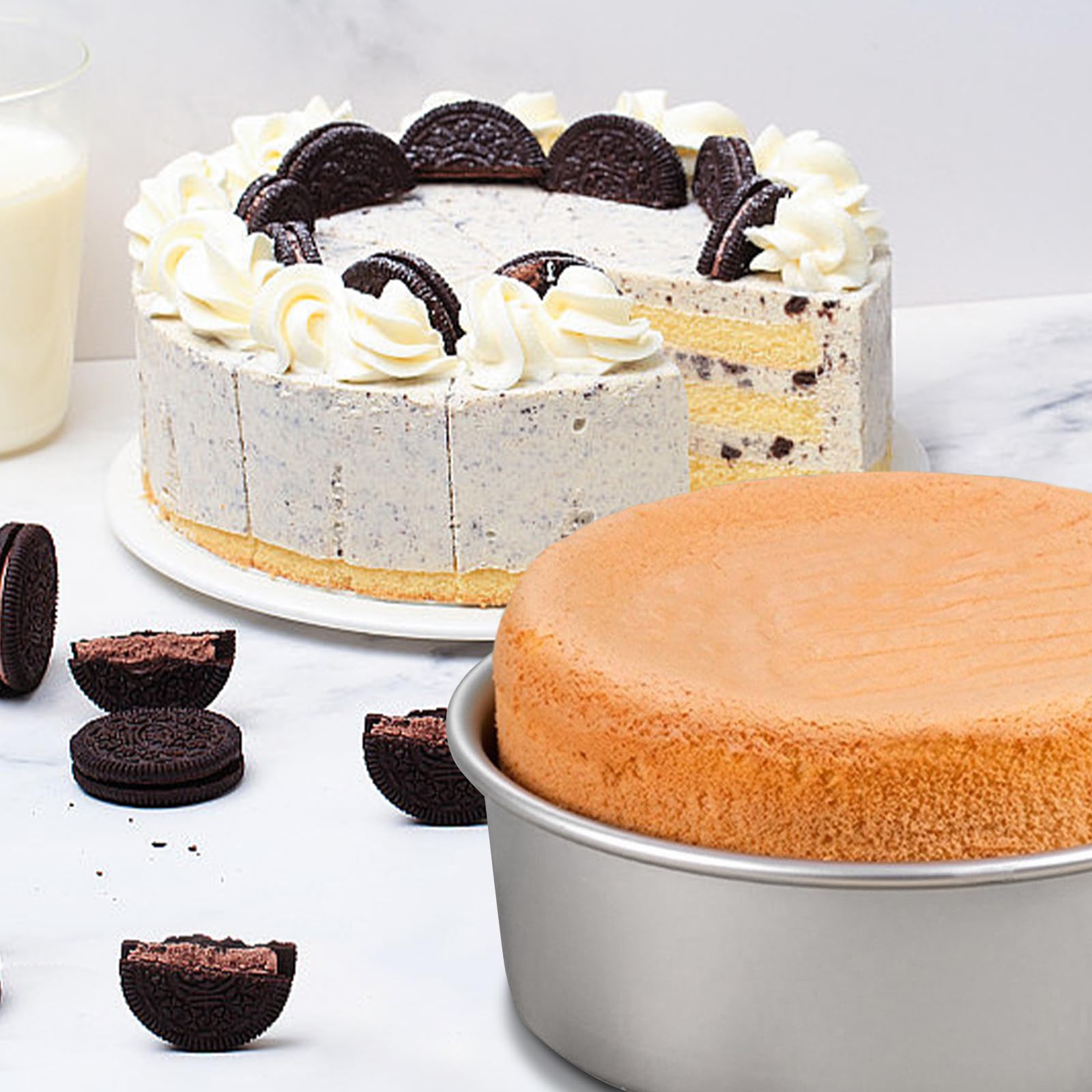 HomeMall round cake pan is dishwasher-safe for easy cleanup.