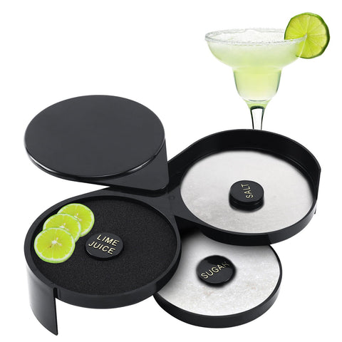 Homend Margarita Salt Rimmer 3-tier rotating trays for efficient bar prep.