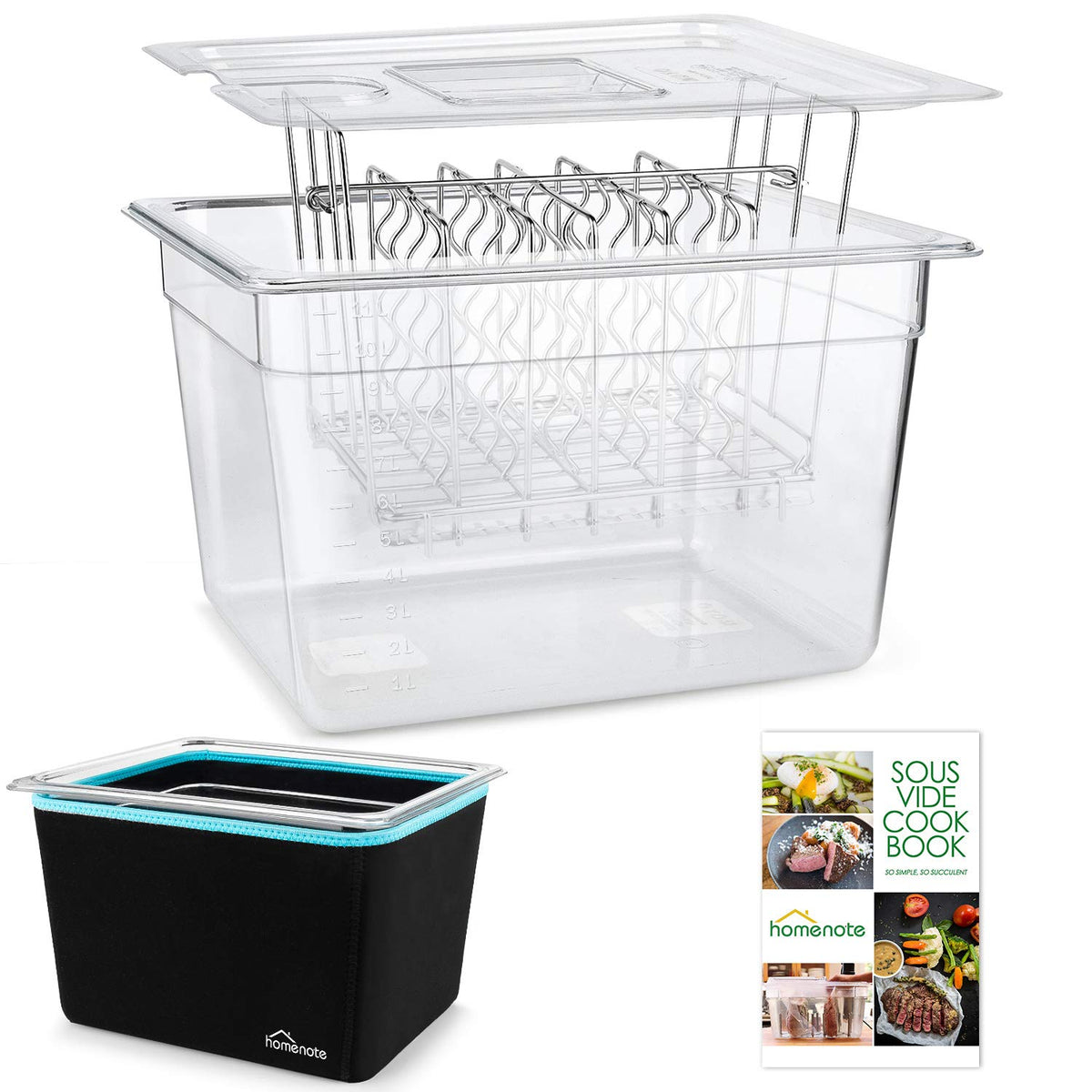 HOMENOTE 12-quart container with lid shown for precise cooking and visibility