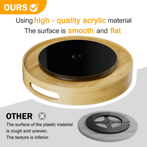 Homerays open-design bamboo lazy Susan with dual handles visible.