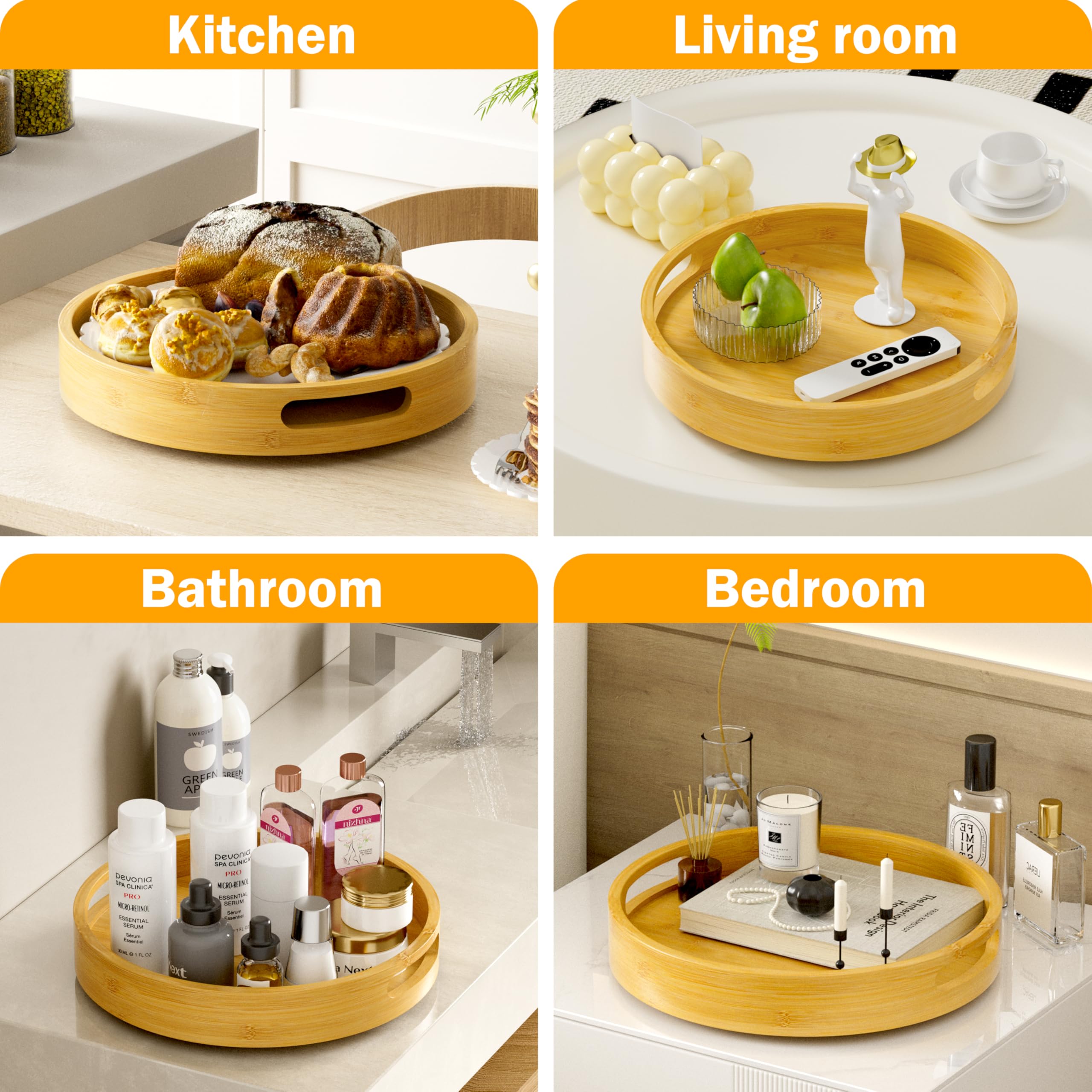 Homerays kitchen spice rack organizer in bamboo for compact storage.