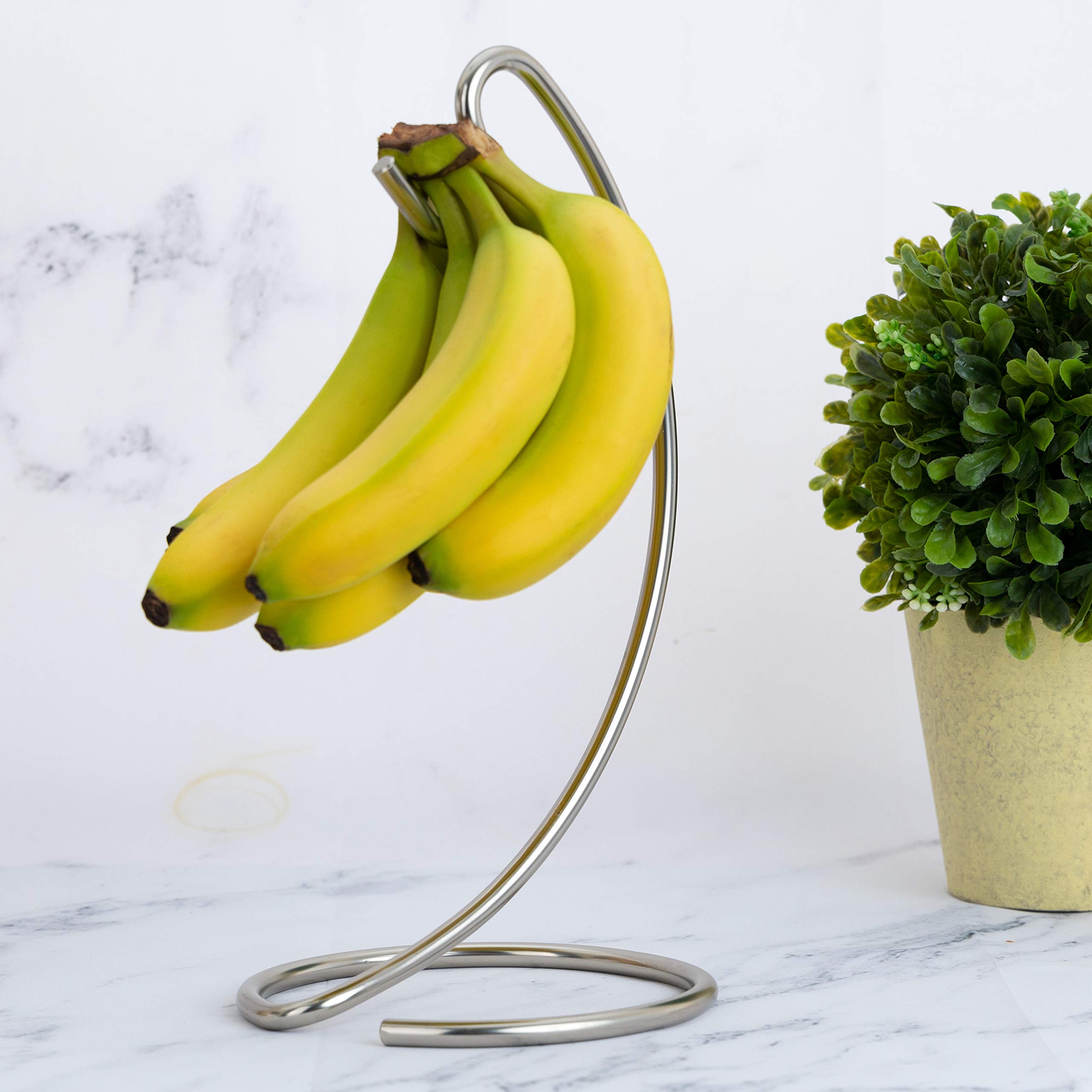 Homeries kitchen countertop stand provides sturdy support for a bunch of bananas.