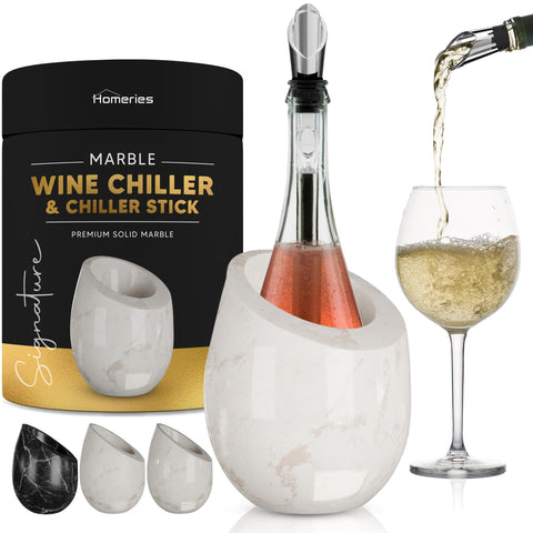 Homeries marble wine chiller bucket in a modern dining room enhances decor