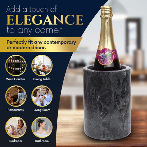 Homeries marble wine chiller bucket gray elegant design complements modern decor
