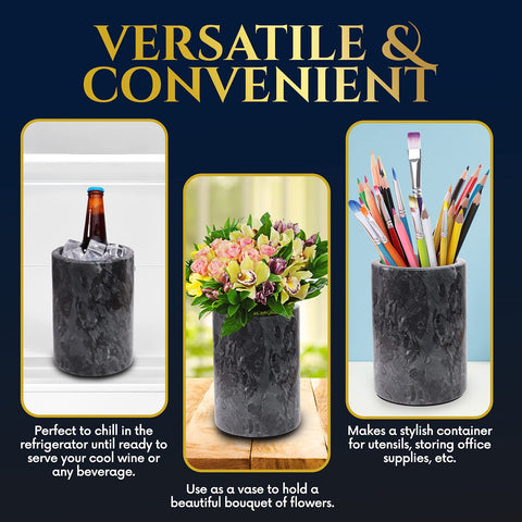 Homeries marble wine chiller bucket gray multiuse design for decor or storage