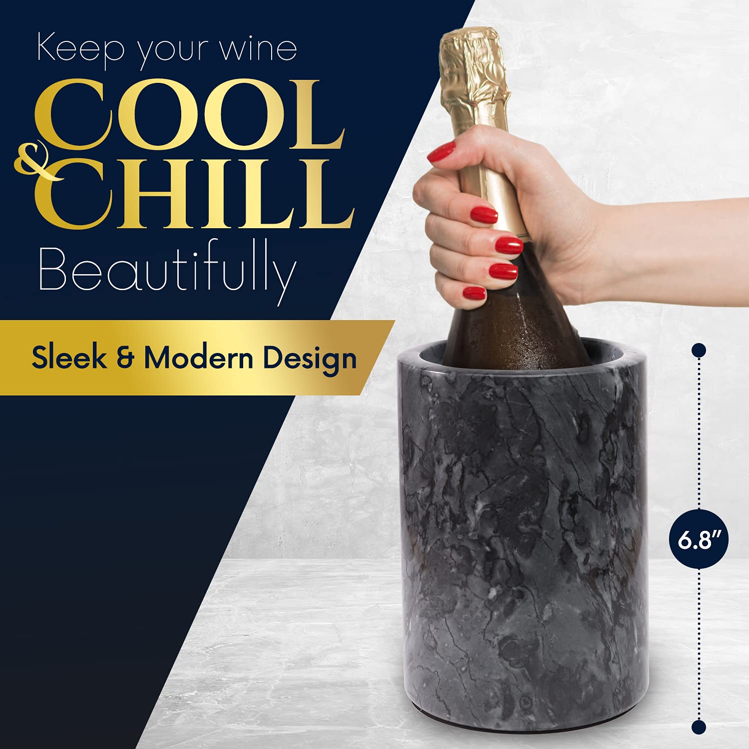 Homeries marble wine chiller bucket gray picnic use portable cooling