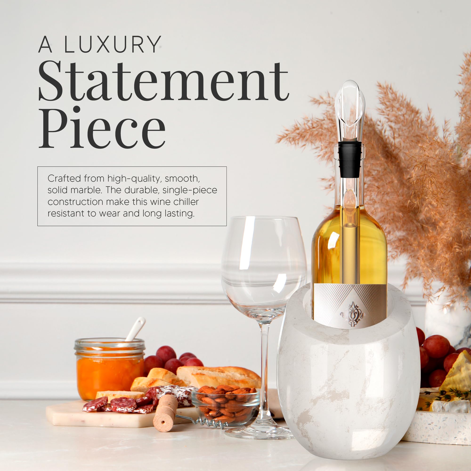 Homeries marble wine chiller bucket top view highlights natural stone elegance