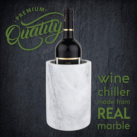 Homeries marble wine chiller bucket with bottle and flute for elegant serving