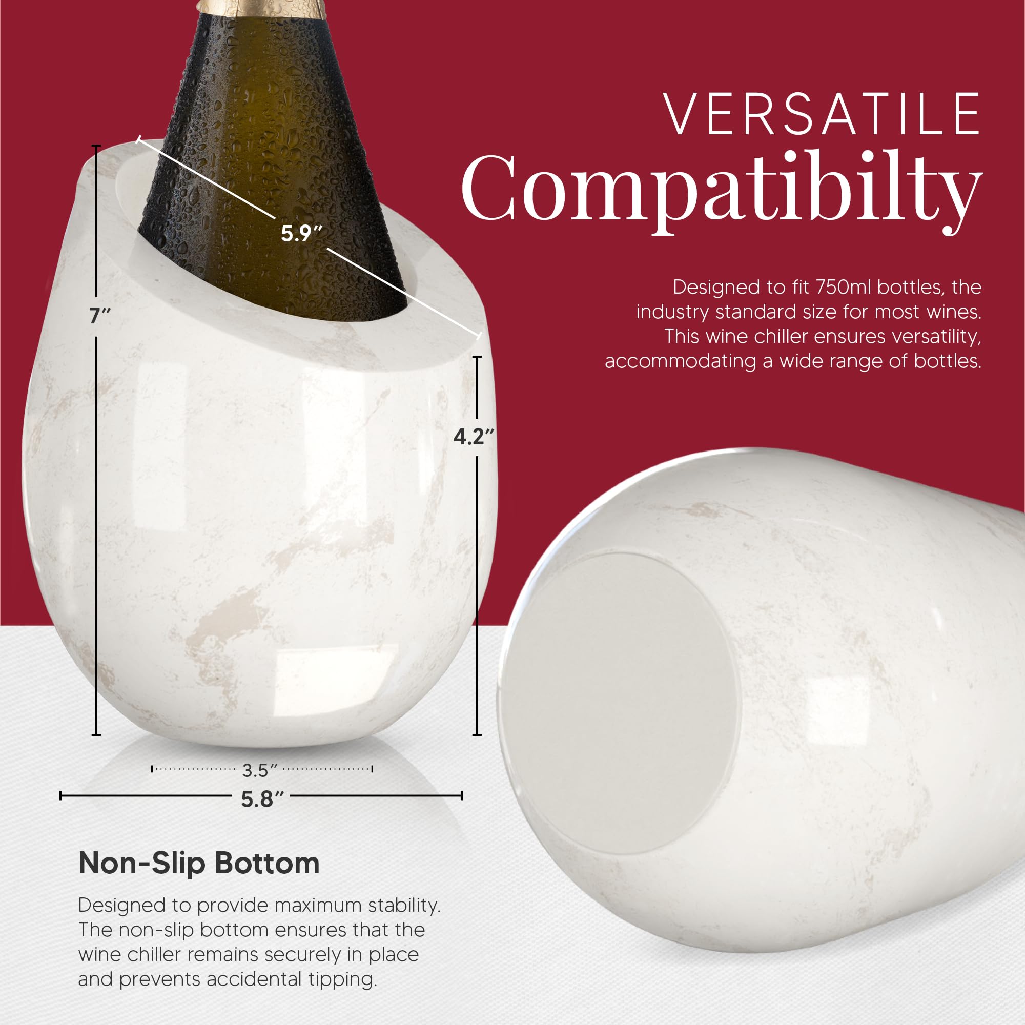 Homeries marble wine chiller bucket with bottle demonstrates versatile beverage cooling