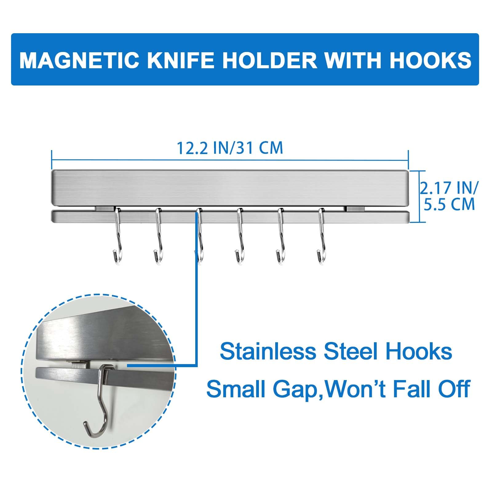 HomeSimplex 6 hooks store knives and utensils, reducing counter clutter.