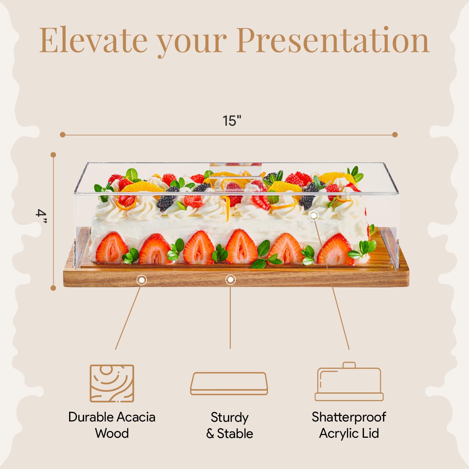 Homesphere acacia charcuterie board with lid securing cheese and fruit for entertaining