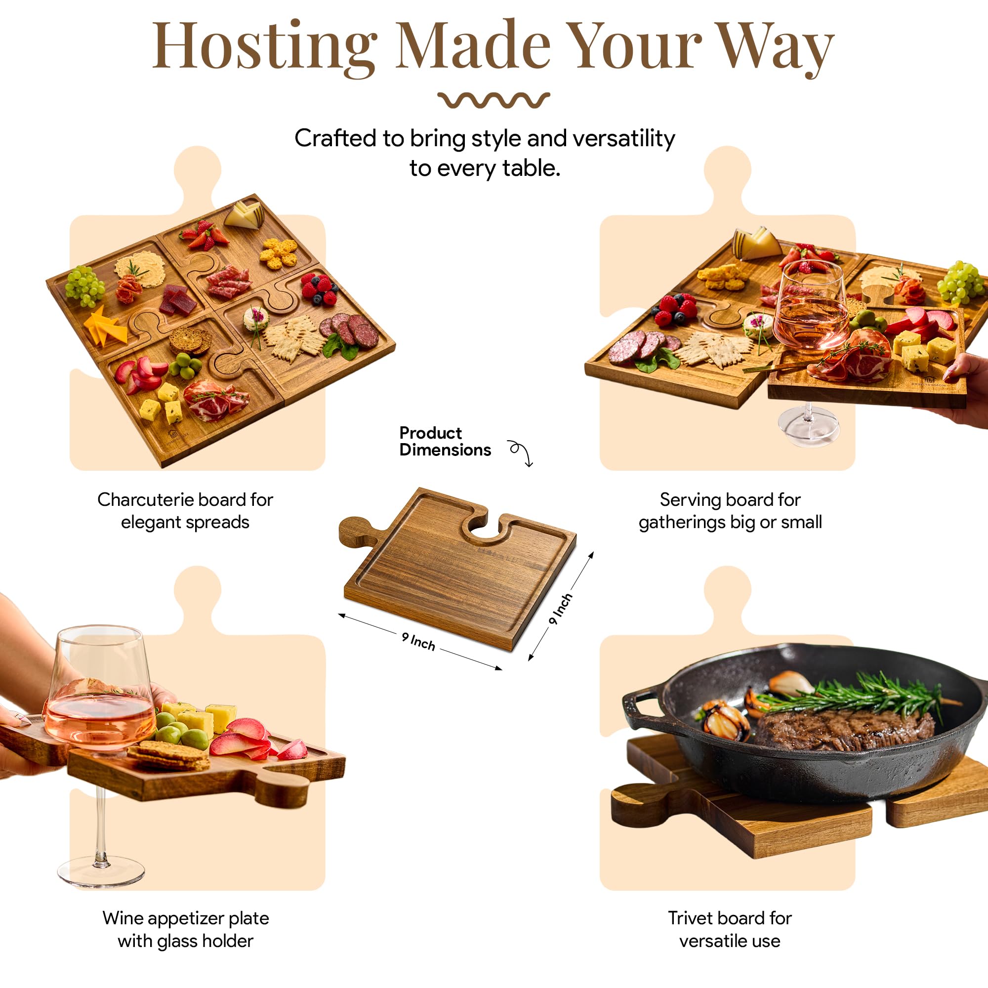 Homesphere acacia wood boards with handles for easy transport and serving