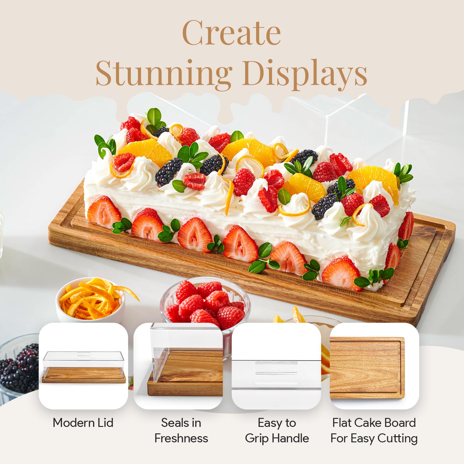 Homesphere rectangle wood tray in acacia wood for bread and pastries