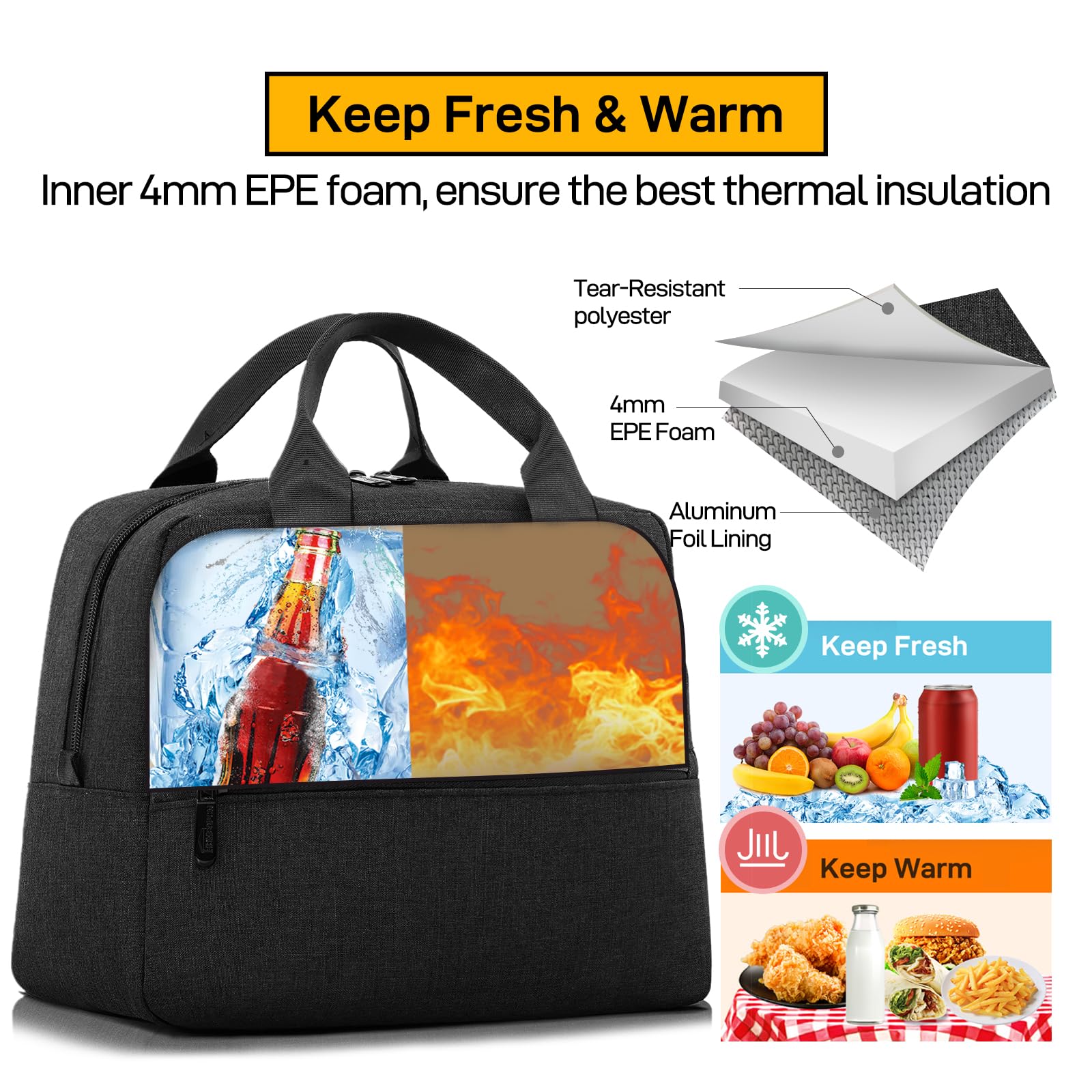 HOMESPON insulated lunch bag bottom structure supports heavier loads