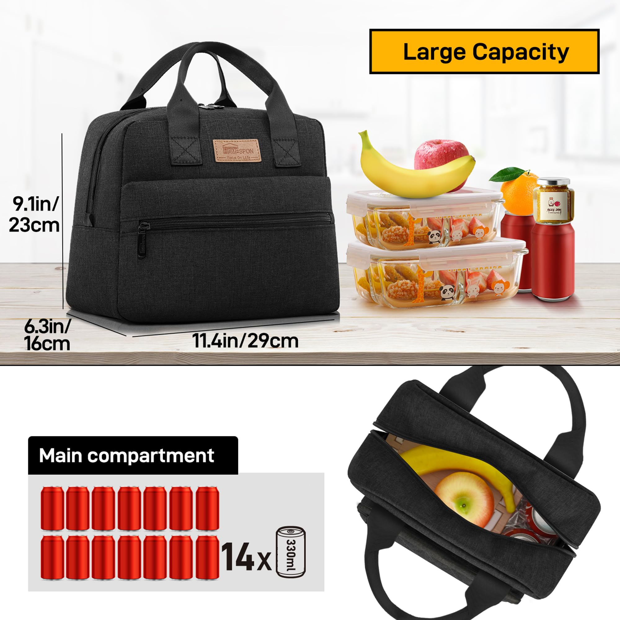 HOMESPON insulated lunch bag foam insulation keeps meals at temperature
