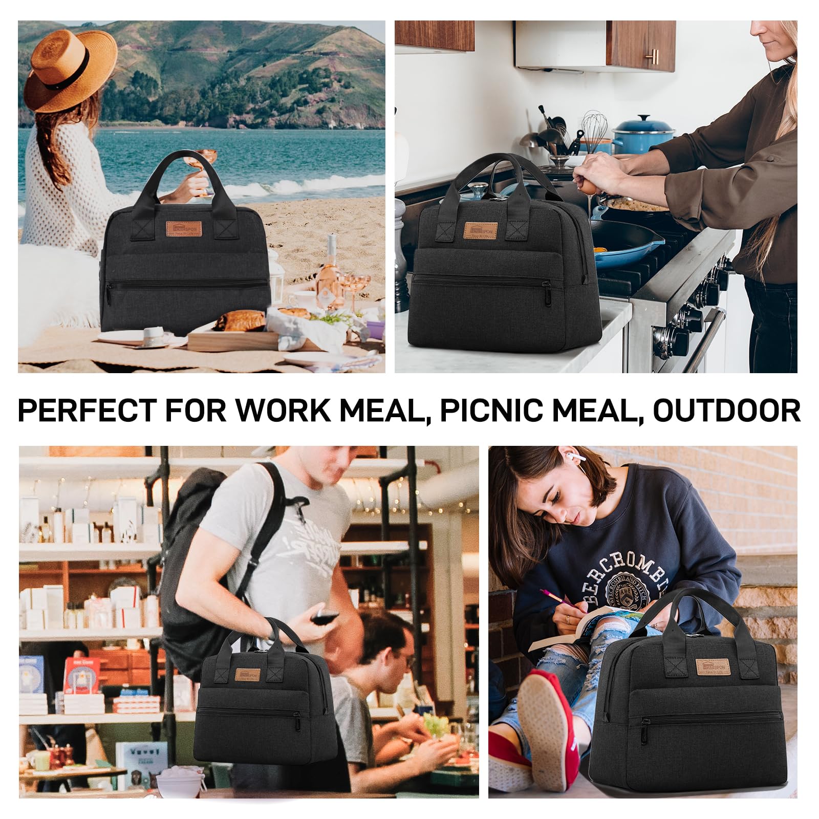 HOMESPON insulated lunch bag nylon handles provide comfort during travel