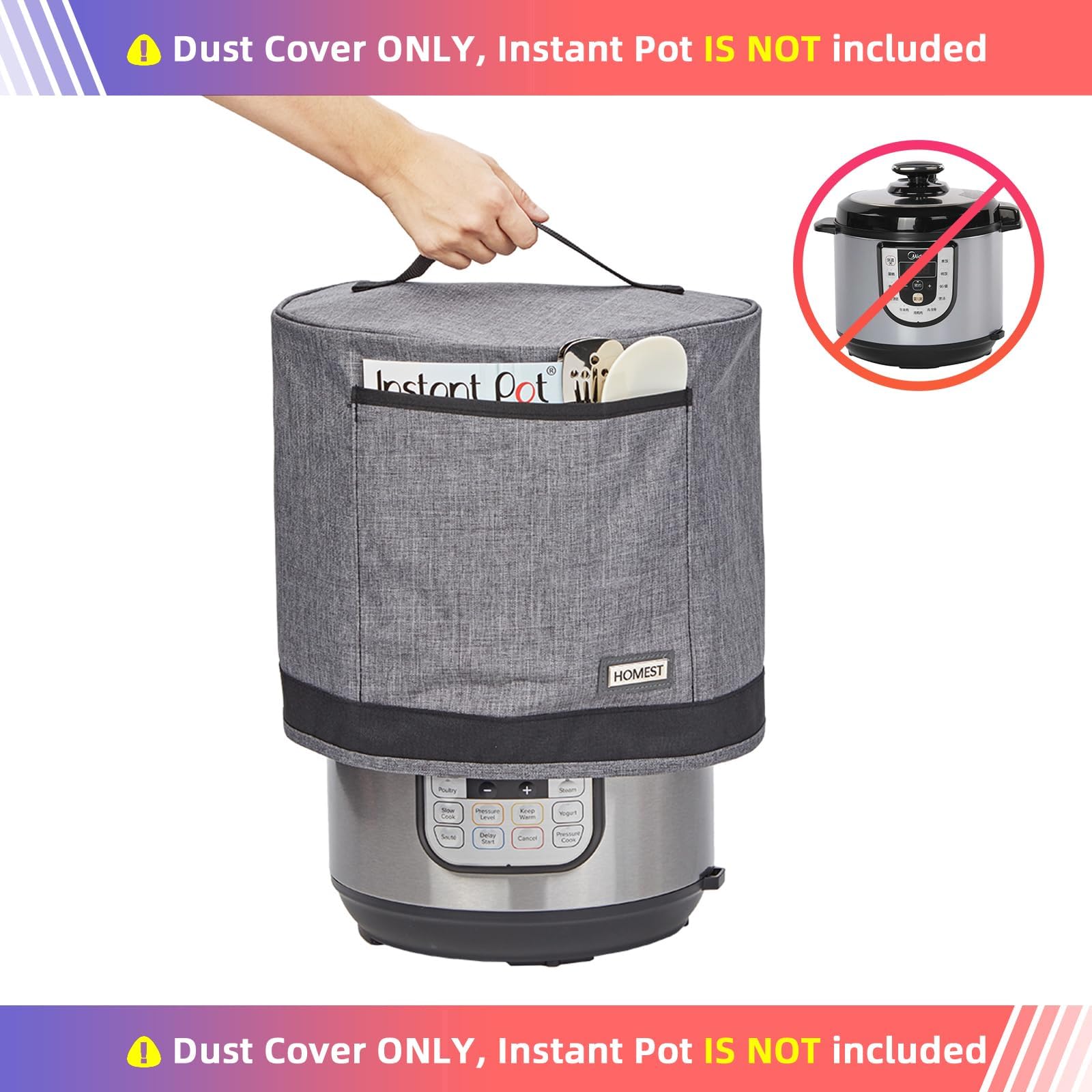 HOMEST dust cover front pocket keeps utensils within reach during cooking