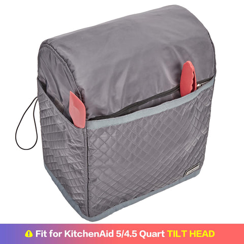 HOMEST quilted dust cover for KitchenAid 5qt grey protects and organizes tools