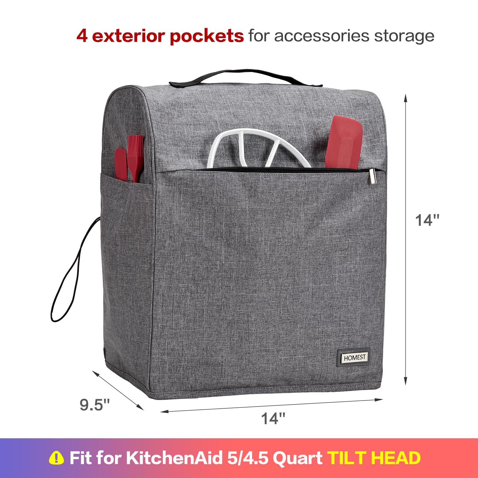 HOMEST top-handle design helps slides over the mixer for quick covering
