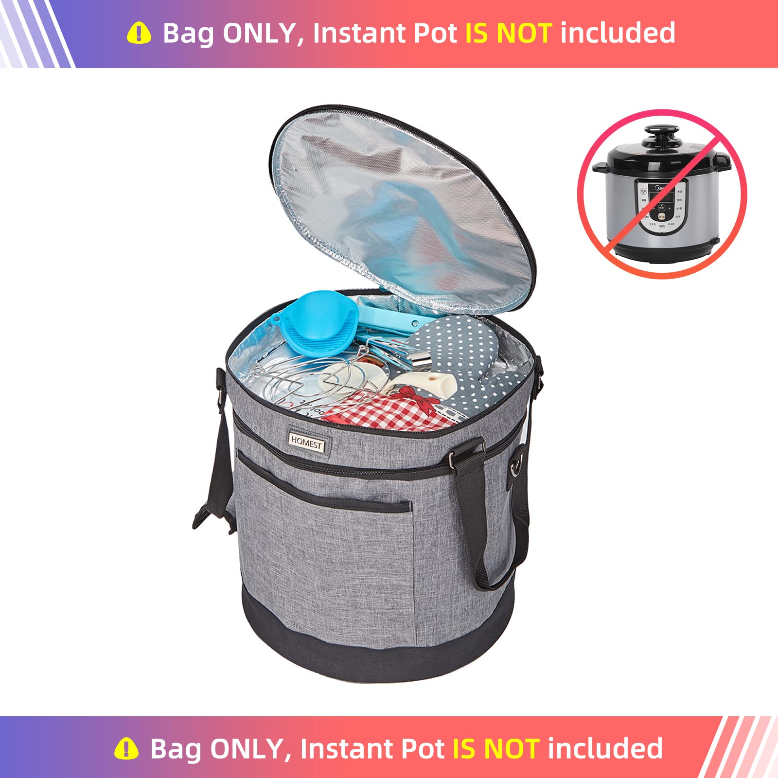 Top zip compartment showing lid and rack storage for accessories