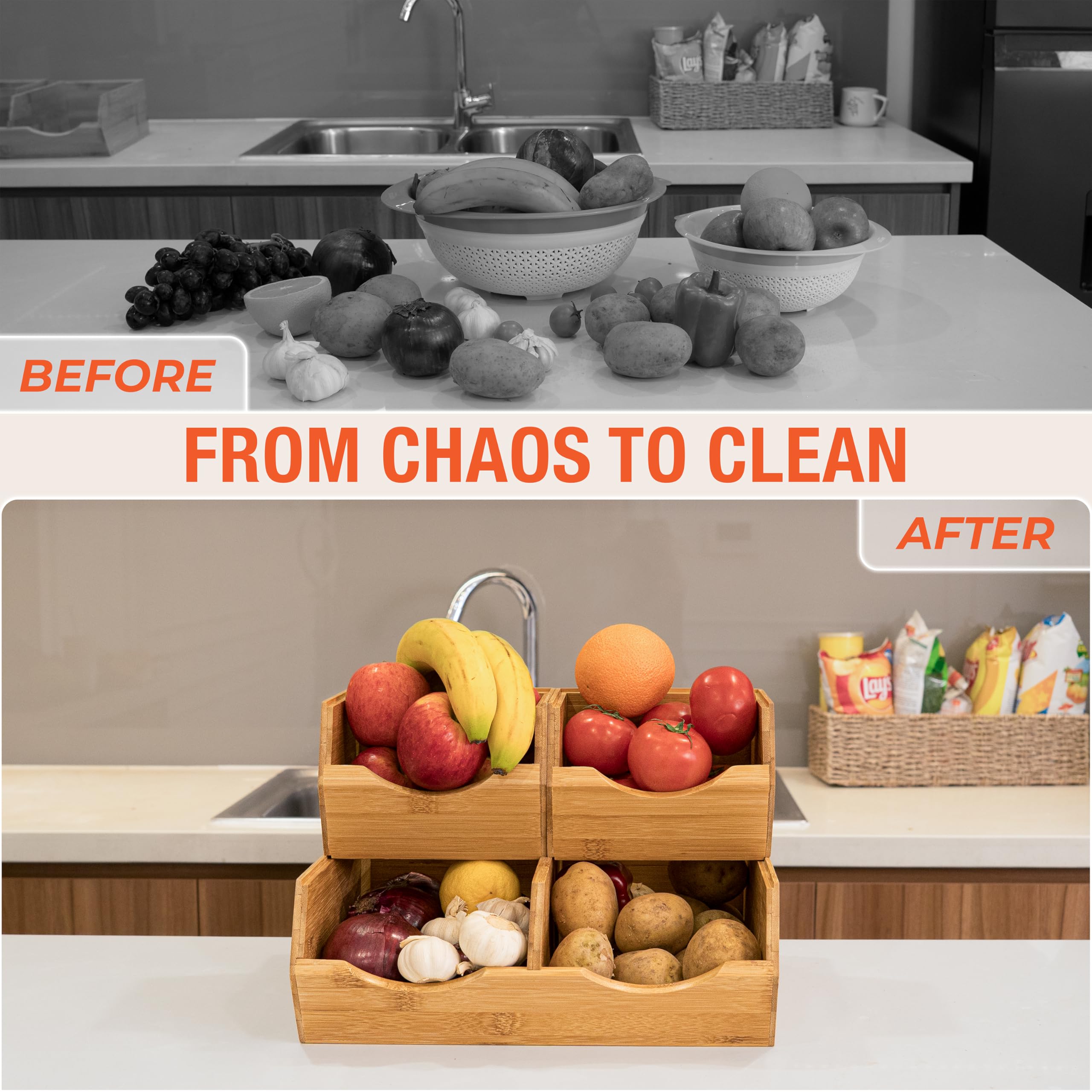 HOMESTEAD bamboo bin with sliding front for easy reach in the kitchen