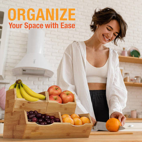 HOMESTEAD bamboo bins interlocking for tool-free assembly