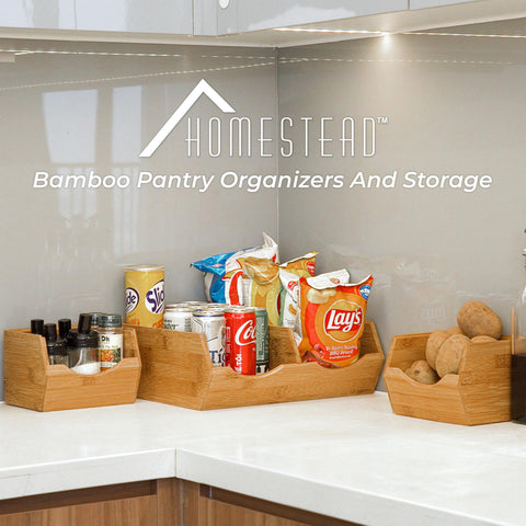 HOMESTEAD bamboo pantry bin natural warm texture in kitchen