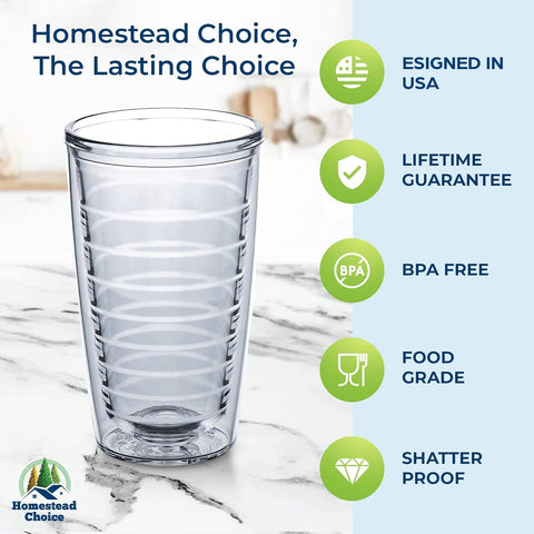 Homestead Choice BPA-free tumbler, dishwasher-safe for everyday use.