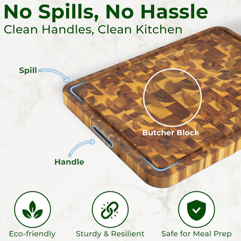 HOMESTEAD End grain surface gentle on knives during meat slicing and chopping