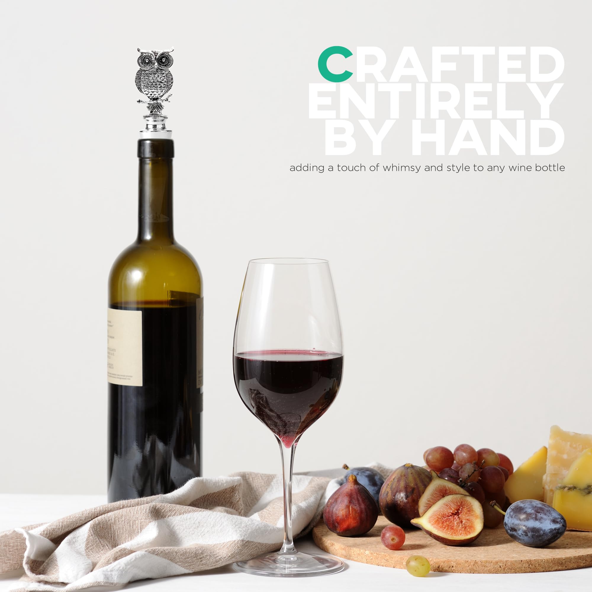 Homestia owl stopper packaging suggests a gift-ready presentation.