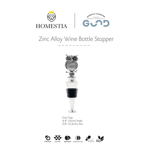 Homestia owl wine stopper fits various bottle sizes for versatility.