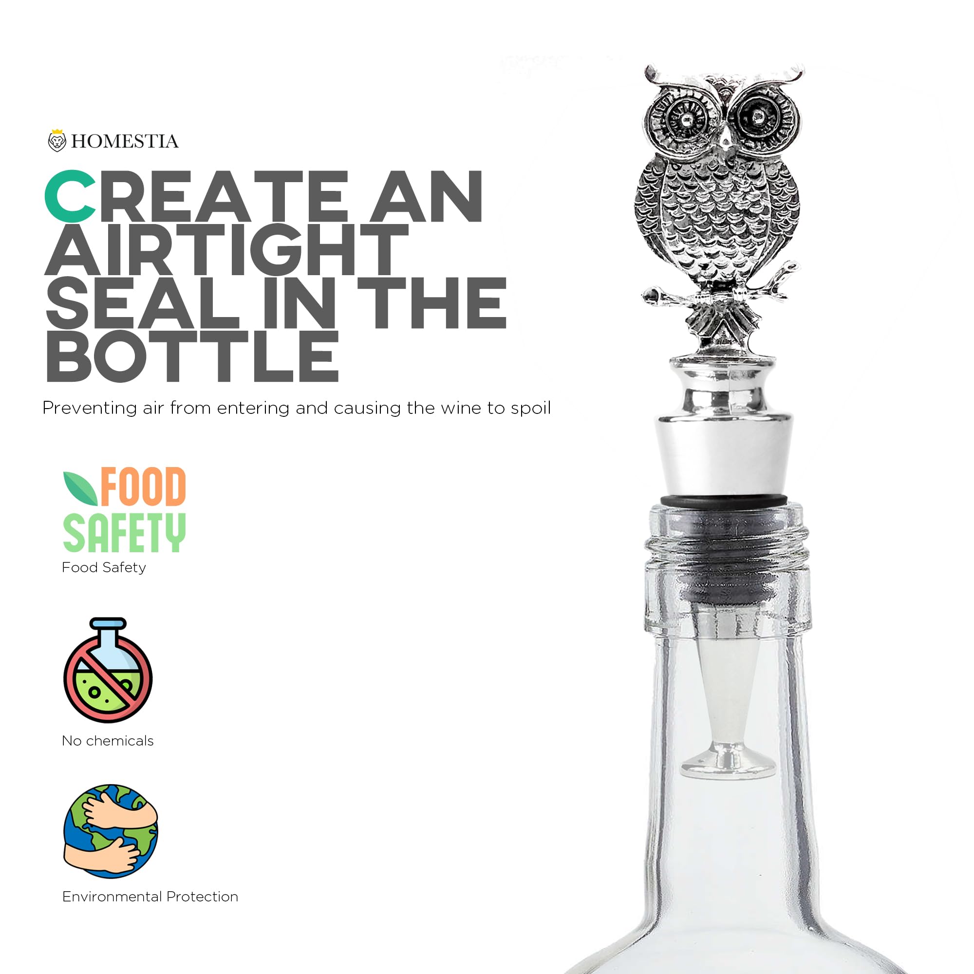 Homestia zinc core owl stopper highlights durable construction for long-term use.