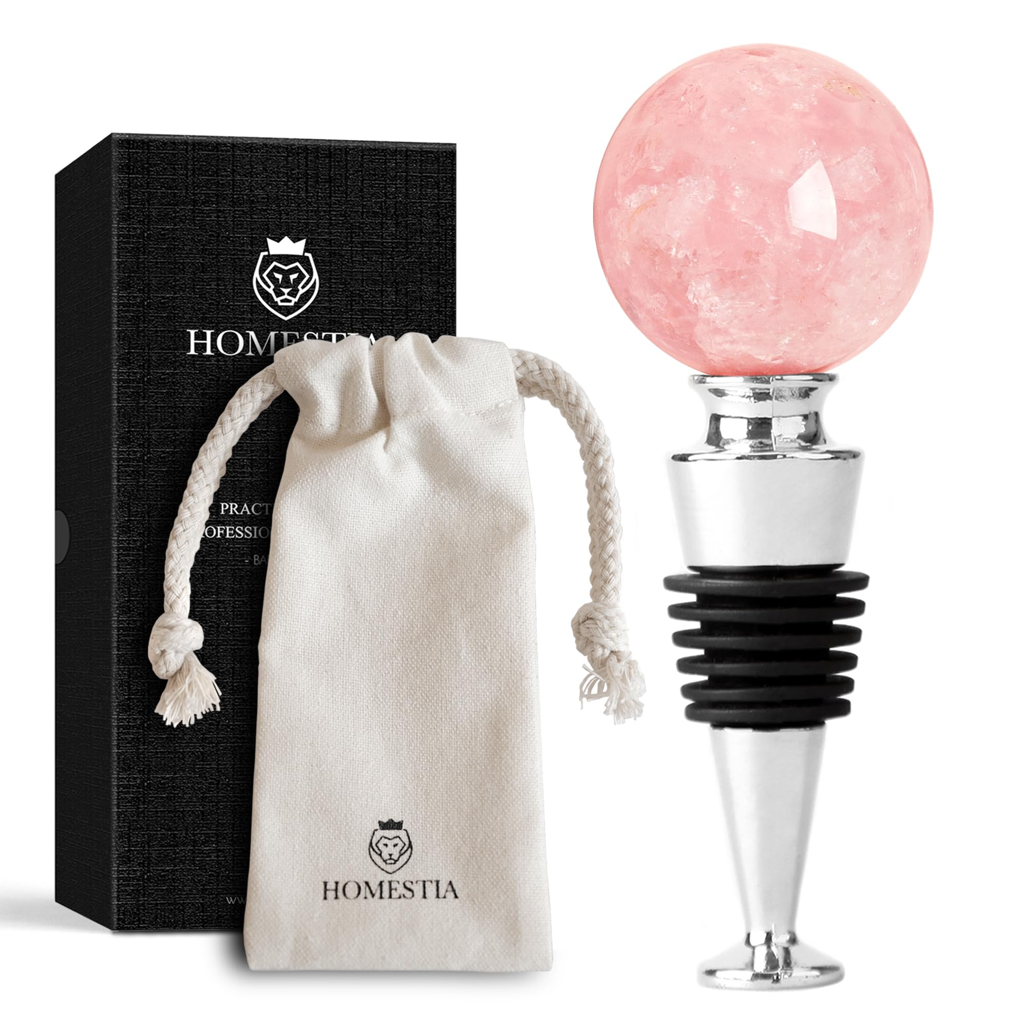 Homestia pink gemstone wine stopper with airtight seal for elegant serving