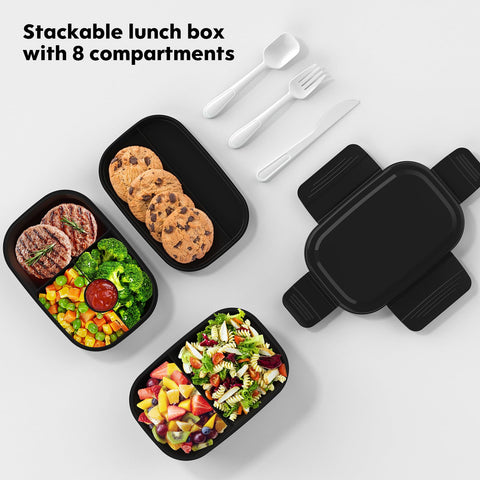 HOMETALL Bento Box 3-layer stackable design with multiple compartments