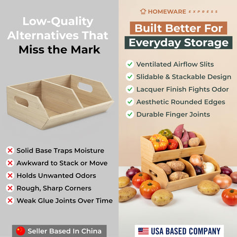 Homeware Express eco-friendly bamboo bin offers natural durability and a smooth finish