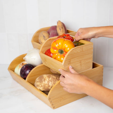 Homeware Express large bin with 15x12x5 dimensions fits potatoes comfortably