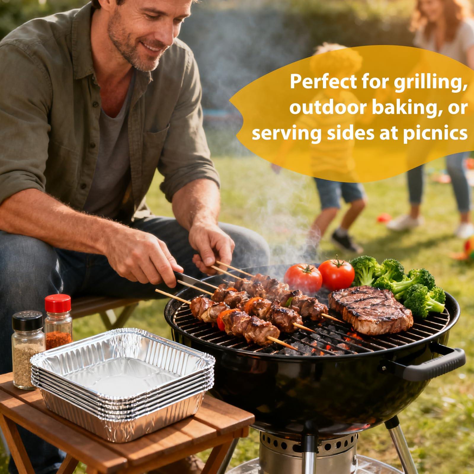 Homewarm disposable pans enabling effortless cleanup after events.