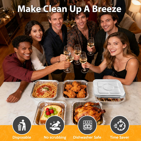 Homewarm heavy-duty foil pan shows sturdiness for roasting.