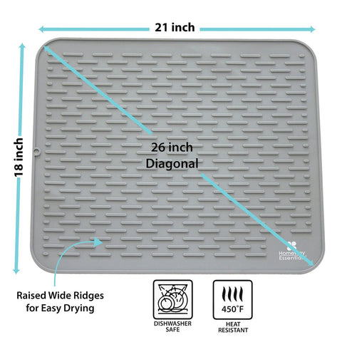 Homeway Essentials silicone dish drying mat heat resistant up to 450°F doubles as a trivet