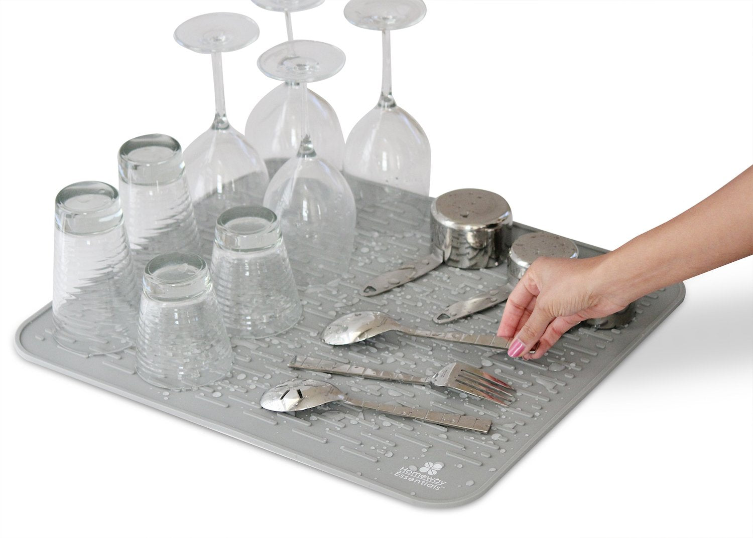 Homeway Essentials silicone dish drying mat rollable storage for compact kitchens